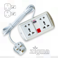 Sunco Zigma 4 outlets Multi Plug/Extension lead/wire cord/travel adapter 2 meater wire length (5A). 