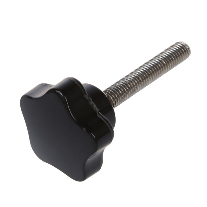 M8 x 50mm Thread Replacement Star Hand Knob Tightening Screw Black Silver Tone