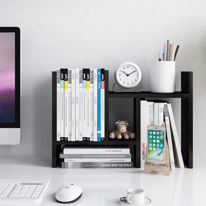 VTEC FURNITURE Desktop Organizer Office Storage Rack / Adjustable Wood Display Shelf / Book organizer