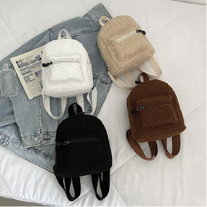 【HOT】 Fashion Women's Backpacks Small Plush Female Backpack Mini Shoulder Bag Winter New Soft Fluffy Fur Girls School Bag Mochila