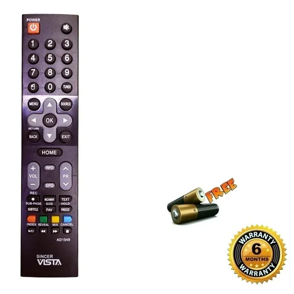 Singer Vista LED/LCD/Smart TV Remote Controller AD1549 & Free Batteries