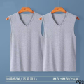 Cotton Collar Casual Sports Summer Vest Men's Undershirt Sleeveless Slim Fit Old Man v Cotton Thin Chicken Neck Shirt. 
