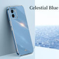tzmar VIVO Y15S Phone Case Square Straight Edge Luxury Plating Cases Silky Feeling Slim Back Cover Shiny Bling Shell with Full Camera Protection Casing. 