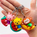 Cute Animal Keychains Novelty Keychains Gifts PVC Soft Rubber Keychain Watermelon Cartoon Animal Keychains Bear. 