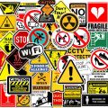 40pcs Warning Signs Stickers Logo Stickers for Laptop Scrapbook Journal Kids Girls Boys Stickers. 