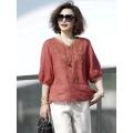 Cotton and Linen plus Size Suit Middle-Aged Mom Plain Order Cotton and Linen New Summer Two-Piece Brand Noble Lady Wide Lady High-End. 