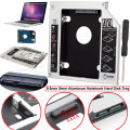 Aluminum 2nd HDD Caddy 9.5mm SATA 3.0 DVD Adapter Hard Drive SSD Enclosure CD-ROM Case. 