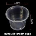 25pcs 80ml Disposable Container Plastic Clear Cup With Lid & Spoons For Use Ice-cram, Sauce, Jelly, Yogurt, Mousse Cups. 