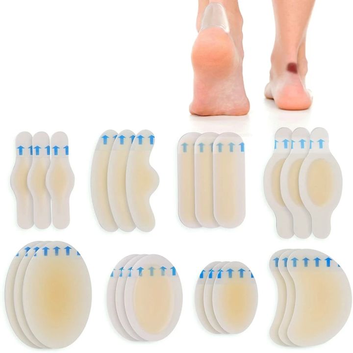 6pcs/pack Blister Pads Hydrocolloid Heel Cushions Blister Gel Adhesive Bandages for Fingers Toes Forefoot Heel Protect