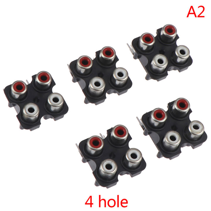 5Pcs 2/4 hole RCA Female Stereo audio Jack AV Audio input socket Connector
