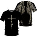 Angel Wings Cross 3D Printed T Shirt Men Women Fashion Cool and Fun Short Sleeve T Shirt for men Y2K. 
