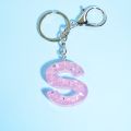 New 26 Letter Pink Letters Keychains Glitter Sequins Resin Key Chain English Alphabet Keyring Handbag Charms Accessory Trinket. 