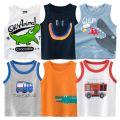 2023 Children Summer Cartoon T-shirt Boy Girl Cotton Sports Vest Dinosaur Shark Print Camisole Kids Casual Vests Outfits 2-10Y. 