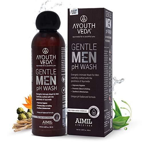 Ayouthveda Gentlemen PH Wash | Intimate Hygiene Wash For Men | PH Balancing Formula, Prevents Dryness, Itchiness & Bad Odor | Enriched With Aloe Vera, Haridra & Ashwagandha (Pack Of 1-180ml)(FROM INDIA)JEZ