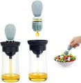 Glass Olive Oil Multi-Use Dispenser Bottle with Silicone Brush and Dropper, 2-in-1 Measuring Oil Dispenser for Kitchen and Cooking, Frying, Baking, BBQ Pancake, Air Fryer. 