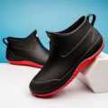 Summer Rain Boots Men's Trendy Fashion Short Rain Shoes Men's Rain Boots Women's Short Waterproof Shoe Cover Non-Slip Car Wash Kitchen Rubber Shoes. 