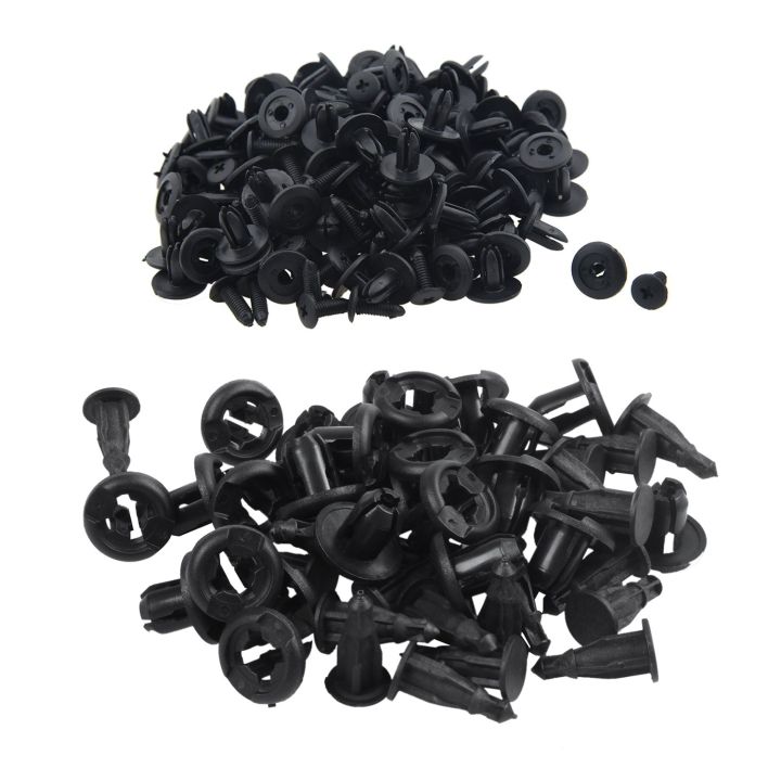 Sourcing Map 20 Pcs Black Plastic De Door Fastener Clips 6mm 7mm Hole