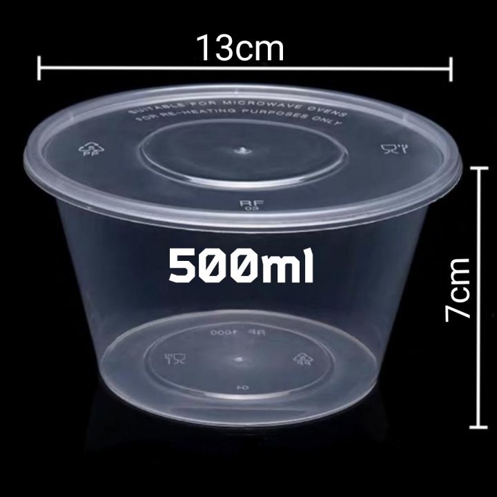 10pcs 500ml Disposable Container Plastic Clear Cup With Lid For Storage Sauce, Jelly, Yogurt, Mousse Cups & Bowls