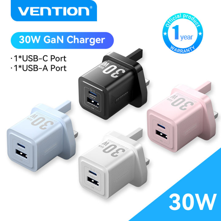 Vention%2030W%20GaN%20Charger%20USB%20C%20Charger%20for%20iPhone%2017%2016%2015%2014%2013%20Pro%20max%20Samsung%20iPad%20PD%2030W%20Fast%20Charging%20UK%20Plug%20USB%20A%20Type%20C%20%20Wall%20Charger%20Adapter%20-%20Image%202