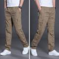 Summer New Men's Straight Sports Pants Large Size Loose Cargo Pants Men's Outdoor Casual Pants-Pocket Long Pants. 