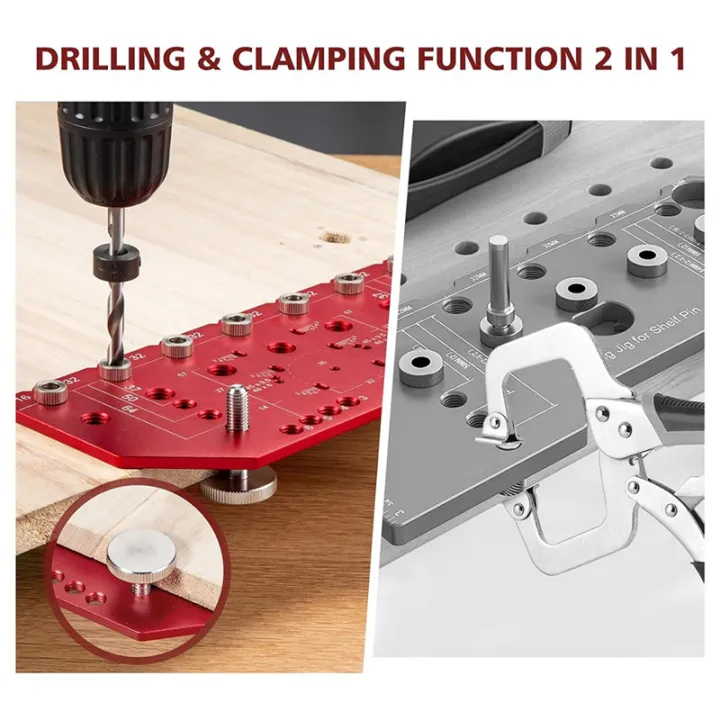 Shelf%20Pin%20Jig%20and%20Hinge%20Jig%202%20in%201%20Self-Contained%20Clamping,%2032mm%20Shelf%20Pin%20Jig%20Aluminum%20Alloy%20with%201/4%20Inch%20Drill%20Bits%20-%20Image%207