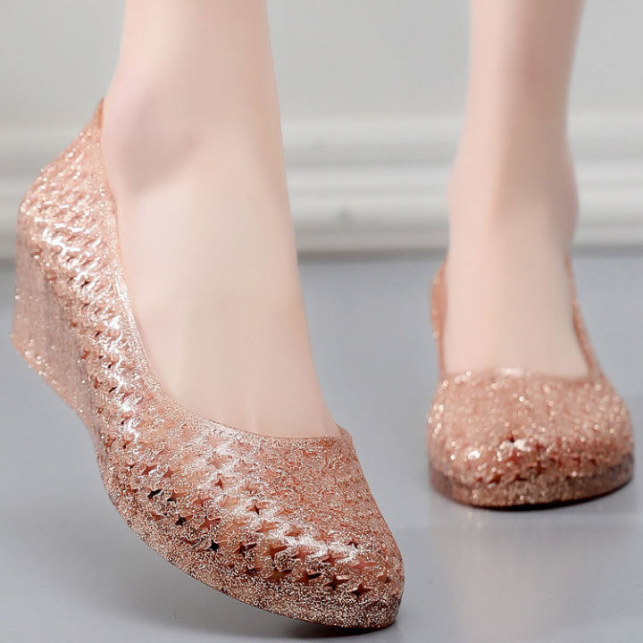 Summer%20Crystal%20Sandals%20Women's%20Outer%20Wear%20Bird's%20Nest%20Hole%20High%20Heel%20Plastic%20Non-Slip%20Wedge%20Thick%20Bottom%20Internet%20Celebrity%20Seaside%20Beach%20Shoes%20-%20Image%205