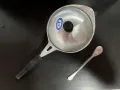 Hopper Pan Aluminium large Polished High quality with wooden handle and llid and spatula Aappa taachchi. 