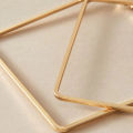 Trending New Korean Simple Steel Rectangular Hollow Drop Earrings Â€“ Gold & Silver. 