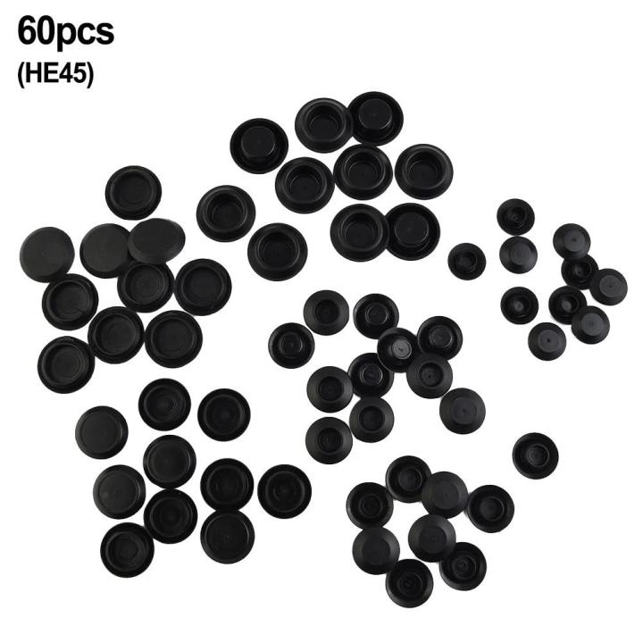 60 Pcs Flush Mount Black Plastic Hole Plug Assortment Auto Body Sheet Metal Car Rubber Plug Flush Mount PVC Plug Button