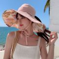2023New Big Brim High-End Fashion Sun Hat Women's Summer Sun-Proof Face Cover Popular Uv Protection Sun Hat. 