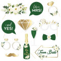 12pcs/set Wedding Photo Booth Props Just Married Photobooth Hen Party Decorations Team Bride To be Bridal Shower Party Supply. 