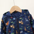 Spring And Autumn New Boys' Baby Long Sleeve Coat Animal Print Infant Hooded Coat Windproof Girl Children'S Clothing (3-24 Months). 