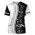 Printed Piano Music 3d T Shirts Summer Funny Harajuku Short Sleeve Musical Instrument Streetwear Tops Tees Men Women Clothes. 