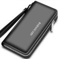 Zip Clutch Handbag BABAOCARY Large Capacity Business Men's Mobile Phone Bag Long Wallet Multiple Card Slots. 