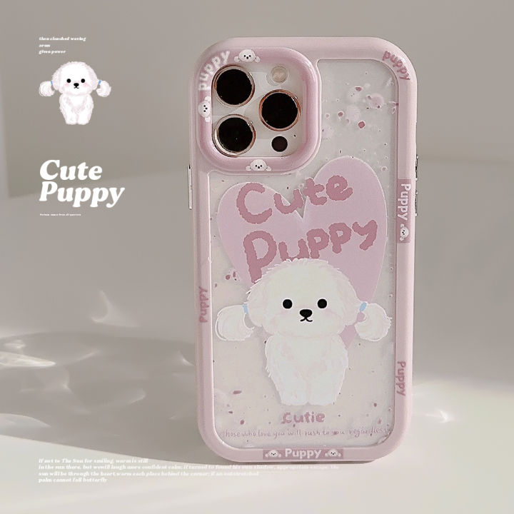 Sroof%20Case%20For%20iPhone%2011%2012%2013%2014%2015%20Pro%20Max%20Korean%20Girls%20Pink%20Cute%20Puppy%20Shockproof%20Silicone%20Soft%20Phone%20Case%20Back%20Cover%20-%20Image%203