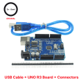 Arduino UNO R3 ATMEGA328P Chip CH340G Development Boardwith Cable and Male Expansion Connectors. 