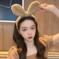 New Rabbit Ear Plush Headband Women Solid Color Plush Hairband Hair Hoop Girls ANLAN. 
