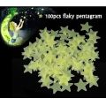 100pcs 3D Stars Glow In Dark Luminous Fluorescent Plastic Wall Sticker. 
