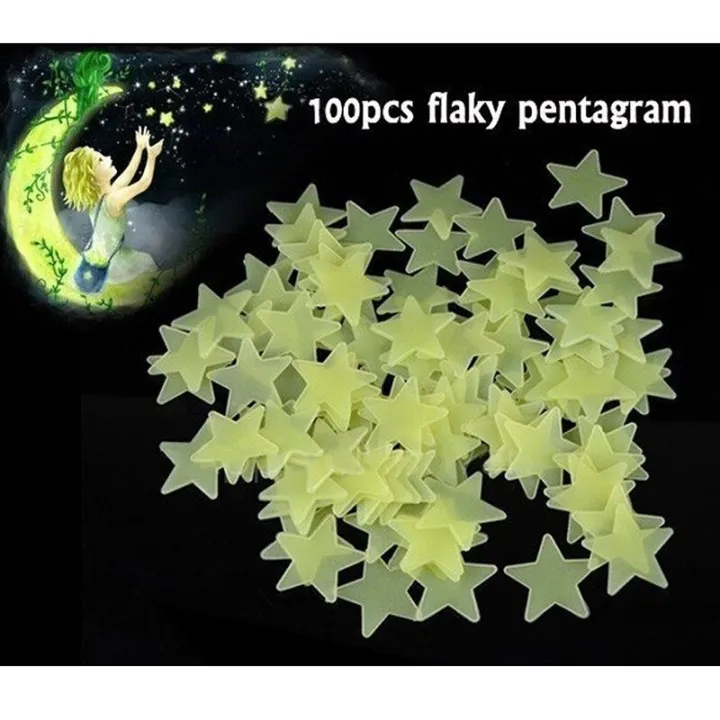 100pcs%203D%20Stars%20Glow%20In%20Dark%20Luminous%20Fluorescent%20Plastic%20Wall%20Sticker%20-%20Image%205