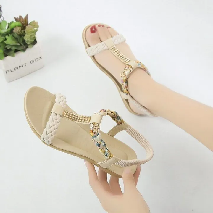 Internet%20Celebrity%20Classic%20Beach%20Sandals2023Summer%20Korean%20Style%20Rhinestone%20Elastic%20Flat%20Sandals%20Student%20Shoes%20Maternity%20Shoes%20Large%20Size%20Shoes%20-%20Image%205