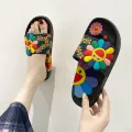【ZOSR】Summer Women's Indoor Non-Slip Home Soft Bottom Sunflower Slippers. 