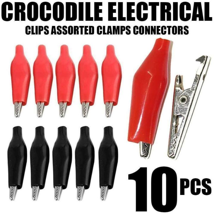 【FOOT SOFA】10pcs Insulated Alligator Clips Battery Clamps Crocodile Clip Electrical Battery Connectors 5A