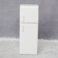 1/12 Miniature Wooden Double Door Refrigerator Simulation Fridge Model for Doll House Decoration Silver. 