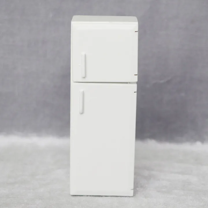 1/12%20Miniature%20Wooden%20Double%20Door%20Refrigerator%20Simulation%20Fridge%20Model%20for%20Doll%20House%20Decoration%20Silver%20-%20Image%2010