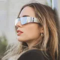 Women's Colorful Sunglasses Men's One-piece Sunglasses Punk Eyewear Trendy Goggles Sport Sunglasses. 