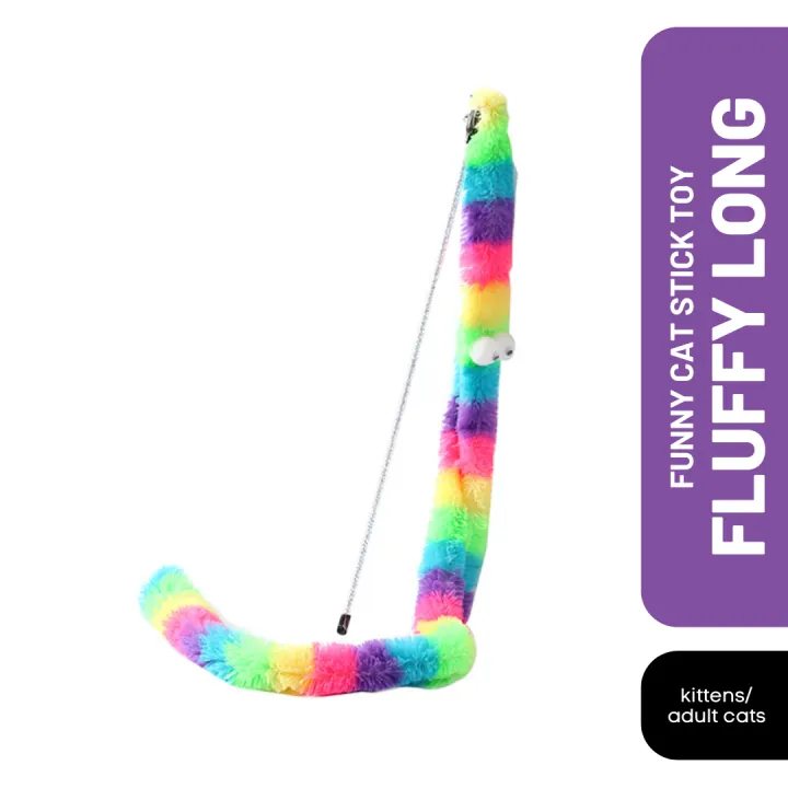 Rainbow Fluffy Long Plush Snake Funny Cat Stick Toy
