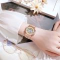 Vintage Fashion Small Round Watch Steel Band Small Gold Watch Unisex Hong Kong Style Exquisite Digital Display Luminous Electronic Watch. 