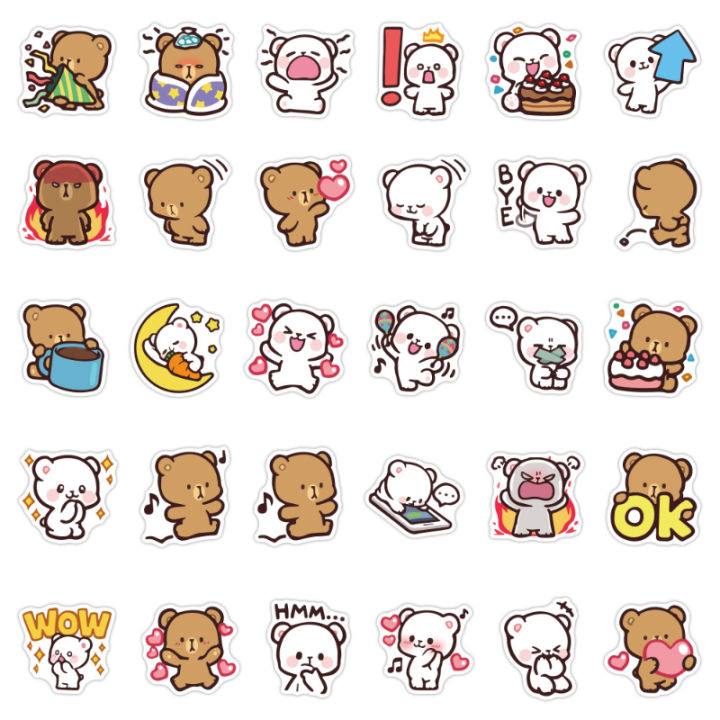 20/40pcs%20Milk%20and%20Mocha%20Stickers%20Lovely%20Bear%20Couple%20Stickers%20for%20Laptop%20Scrapbook%20Journal%20Kids%20Girls%20Boys%20Stickers%20-%20Image%205