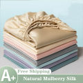 Mulberry Silk Fitted Bed Sheet with Elastic Bands Luxury Mattress Cover Single Double King Queen Size Bed Cover 100/140/200/220. 