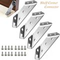 Universal Furniture Corner Connector / Stainless Steel Wall Mounted Partition Support Bracket / Invisible Shelf Fixed Plate with Screws / Hardward Triangle Fixed Support Frame / Heavy Load-Bearing Right Angle Fasten Connector. 